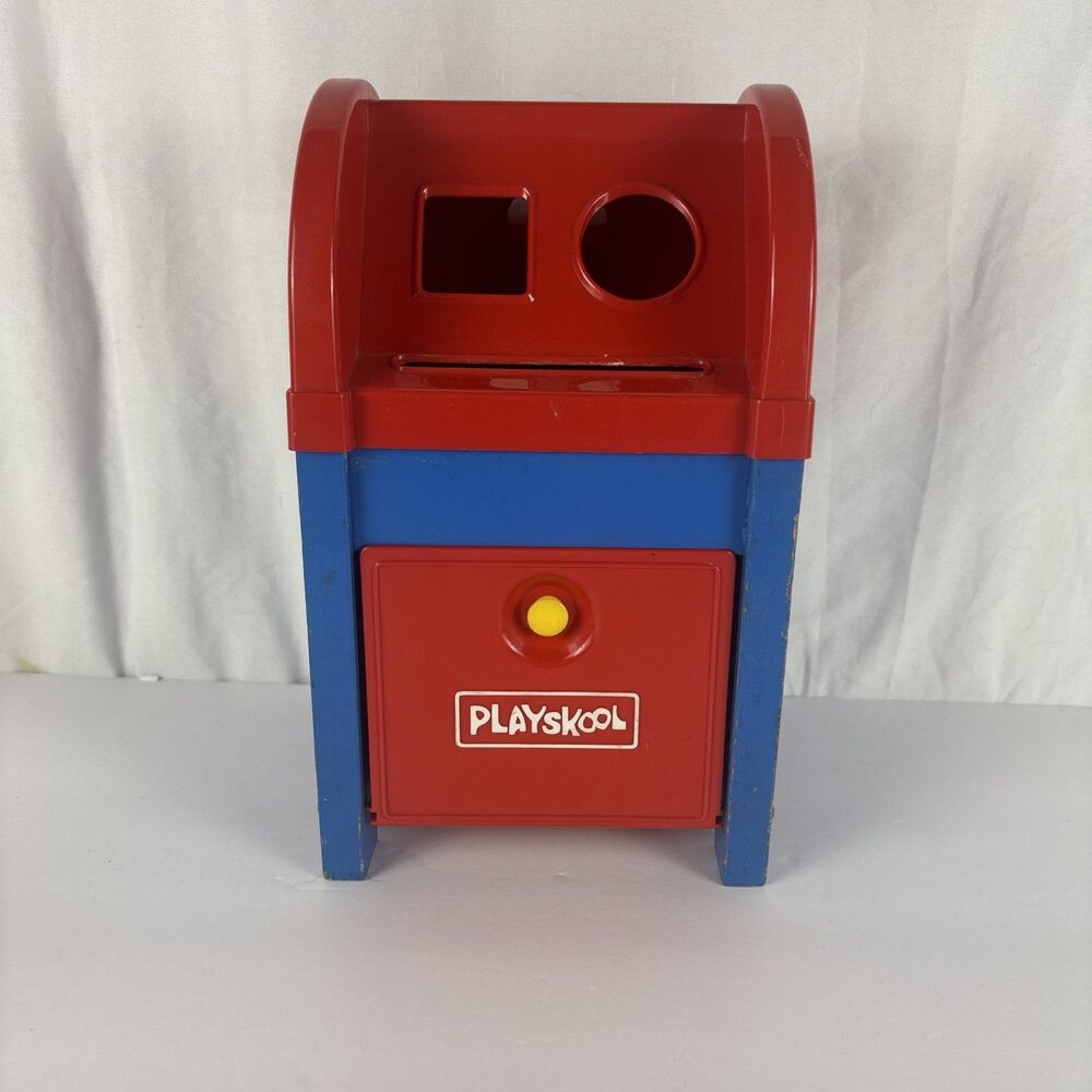 Vintage Wooden Playskool Postal Station Mailbox 11 Inches Tall No Blocks